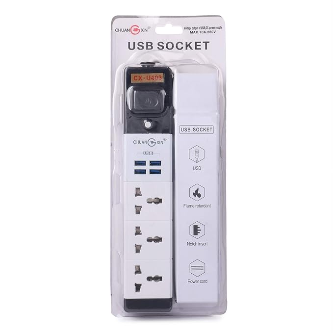 Smart 3 Sockets 4 USB Port - Zambeel