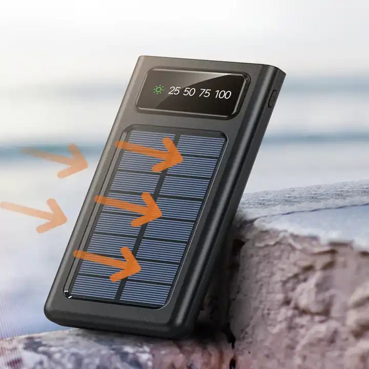 Solar Power Bank 20000CmAh, Fast Charging Built in Cable - Zambeel