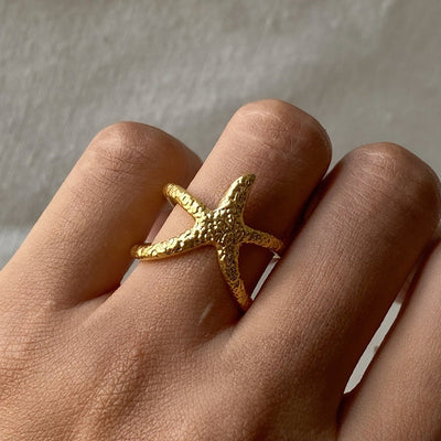 Stainless Steel Starfish High - end Ins Ring - Zambeel