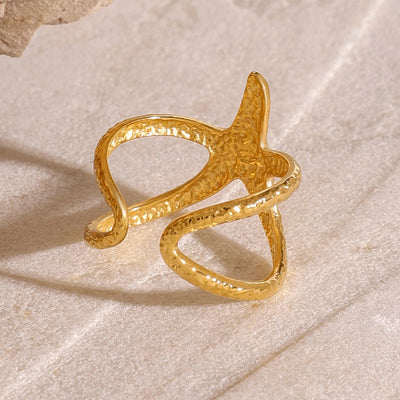 Stainless Steel Starfish High - end Ins Ring - Zambeel