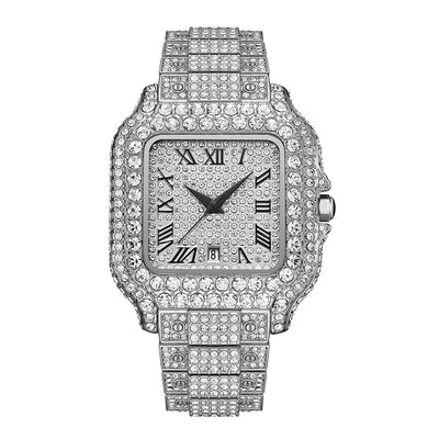 Straight European Hip Hop Diamond Quartz Wrist Watch - Zambeel