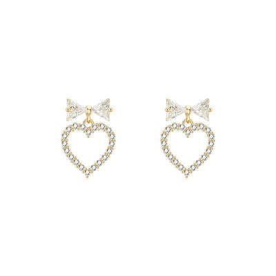 Super Fairy Bow Love Heart Stud Earrings Online Influencer Refined - Zambeel