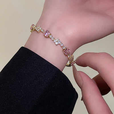 Super Shiny Full Diamond Bracelet Women's Light Luxury High - grade Twin Bracelet Special - interest Design - Zambeel