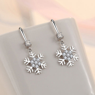 Temperament Snowflake Earrings With Rhinestones Fashion Personalized Christmas Earrings For Women Jewelry - Zambeel