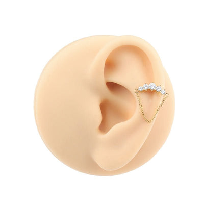 Titanium Alloy Round Zirconium Single Chain Earring - Zambeel