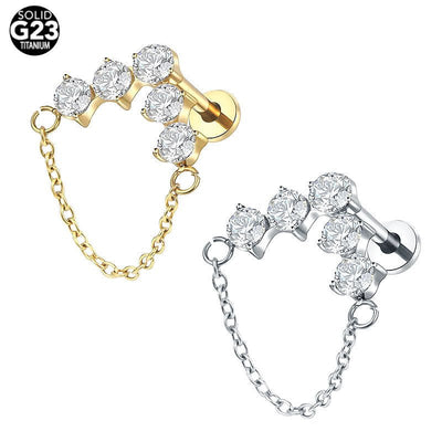 Titanium Alloy Round Zirconium Single Chain Earring - Zambeel