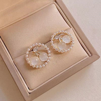 Trendy High - grade Cherry Zircon Ear Studs - Zambeel