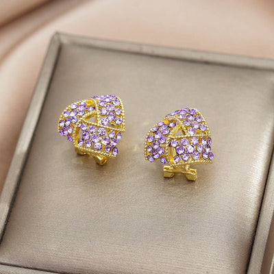 Trendy Purple Full Diamond Triangle Fashion Earrings For Women - Zambeel