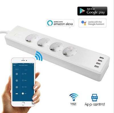 Tuya Smart Power Strip Tuya Smart Remote APP Sub - control European Smart Wiring Board Supports Alexa Voice - Zambeel