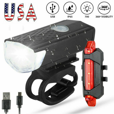 USB Rechargeable LED Bicycle Headlight Bike Head Light Cycling Rear Front Lamp Bike Light Rainproof USB Rechargeable LED bicycle Light - Zambeel