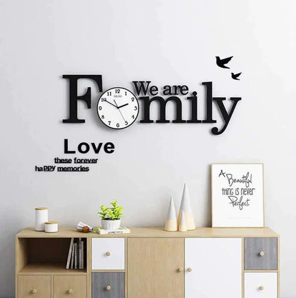 We Are Family Wall Clock Modern Design - Zambeel