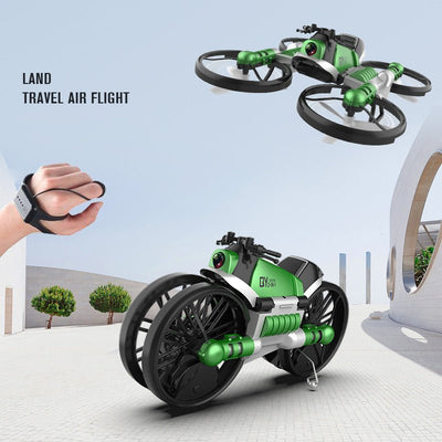 WiFi FPV RC Drone Motorcycle 2 in 1 Foldable Helicopter Camera 0.3MP Altitude Hold RC Quadcopter Motorcycle Drone 2 in 1 Dron - Zambeel