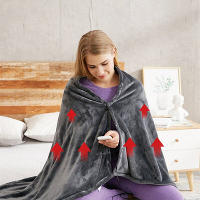 Winter Flannel Heated Blanket Cold Protection Body Warmer Usb Heated Warm Shawl Electric Heated Plush Blanket - Zambeel