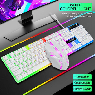 Wired Rainbow Backlit USB Interface Game Keyboard Ergonomic Game - Zambeel