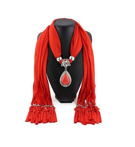 Women Scarf with Necklace Jewellery - Zambeel