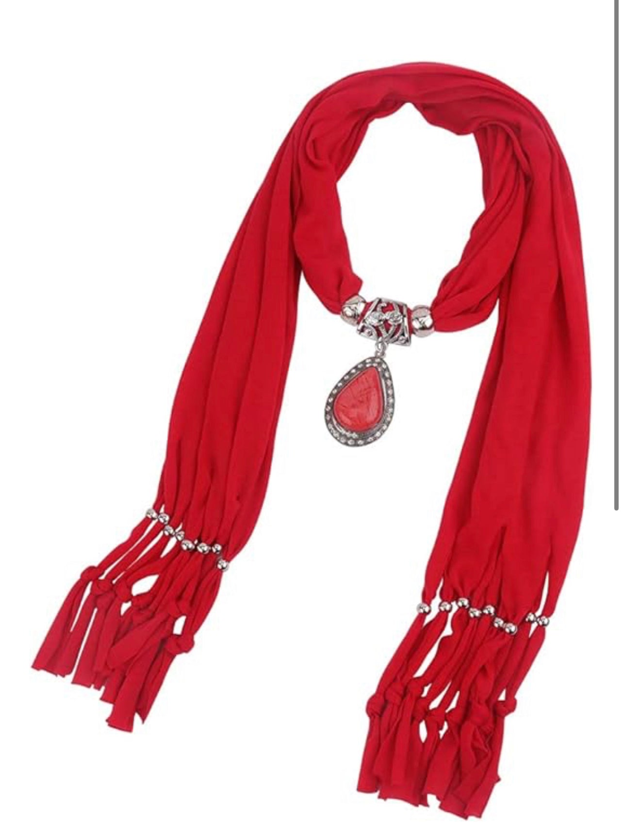 Women Scarf with Necklace Jewellery - Zambeel