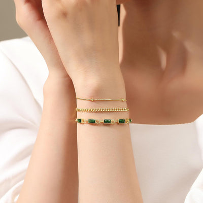 Women's Brass Plated Stacked Three - layer Color Bracelet - Zambeel