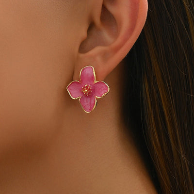 Women's Earrings Flower Flower Oiling Design - Zambeel