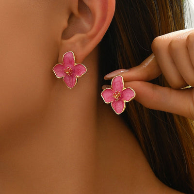 Women's Earrings Flower Flower Oiling Design - Zambeel