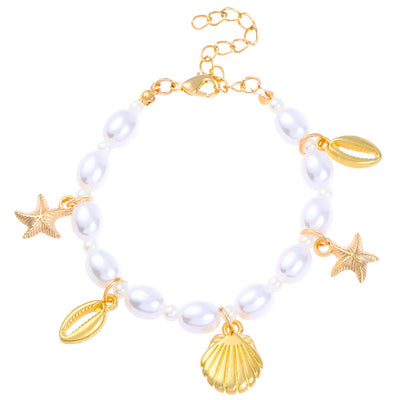 Women's Fashion Irregular Pearl Starfish Shell Bracelet - Zambeel