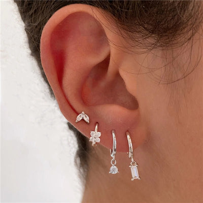 Women's Geometric Flower Zircon Earrings - Zambeel