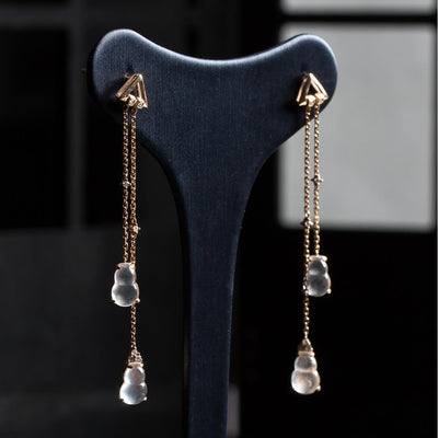 Women's Jewelry Inlaid Imitation Chalcedony Ear Studs Plated S925 Silver Imitation Jade Gourd High Ice Earrings - Zambeel