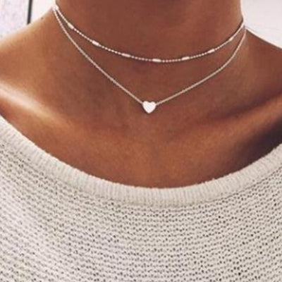 Women's Peach Heart Multi - layer Clavicle Necklace - Zambeel