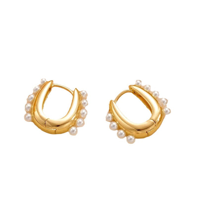 Women's Pearl Earrings Fashion Gold Plated - Zambeel