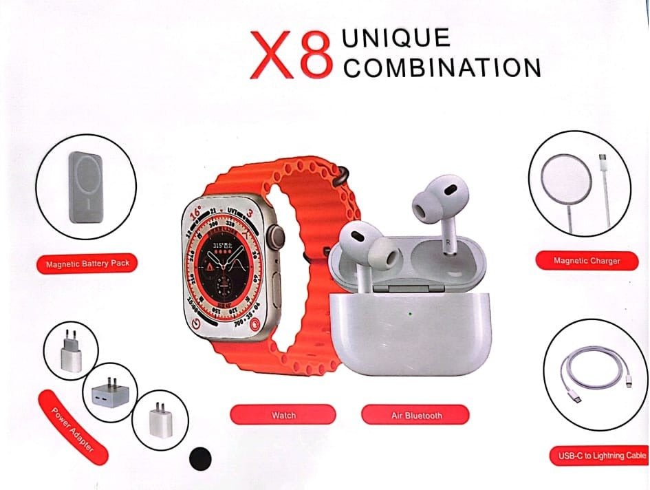 X8 Smartwatch with Power Bank and Wireless Earphone - Zambeel